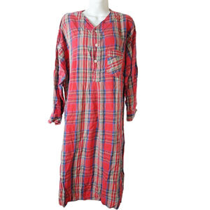 Vintage Diplomat Red & Blue Plaid Cotton tartan Nightshirt XL